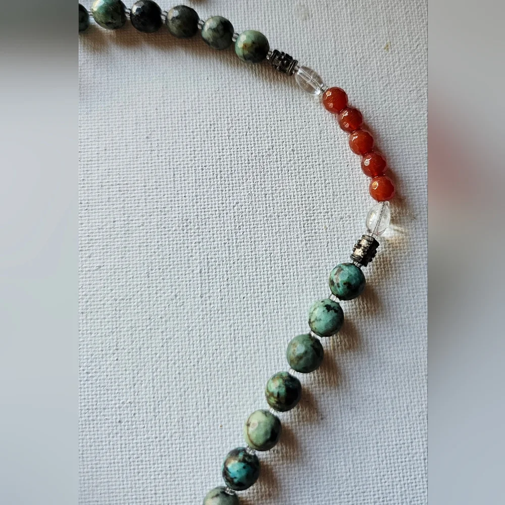 Artisan Turquoise,Carnelian,and Coral Silver Statement Necklace - Picture 6 of 6